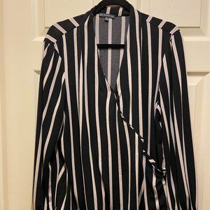 Long sleeve black and tan stripped blouse. XL